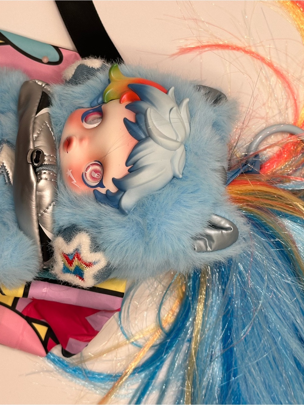 Pop Mart SKULLPANDA x My Little Pony Rainbow Dash Plush Doll Pendant Bag Charm - Picture 3 of 6